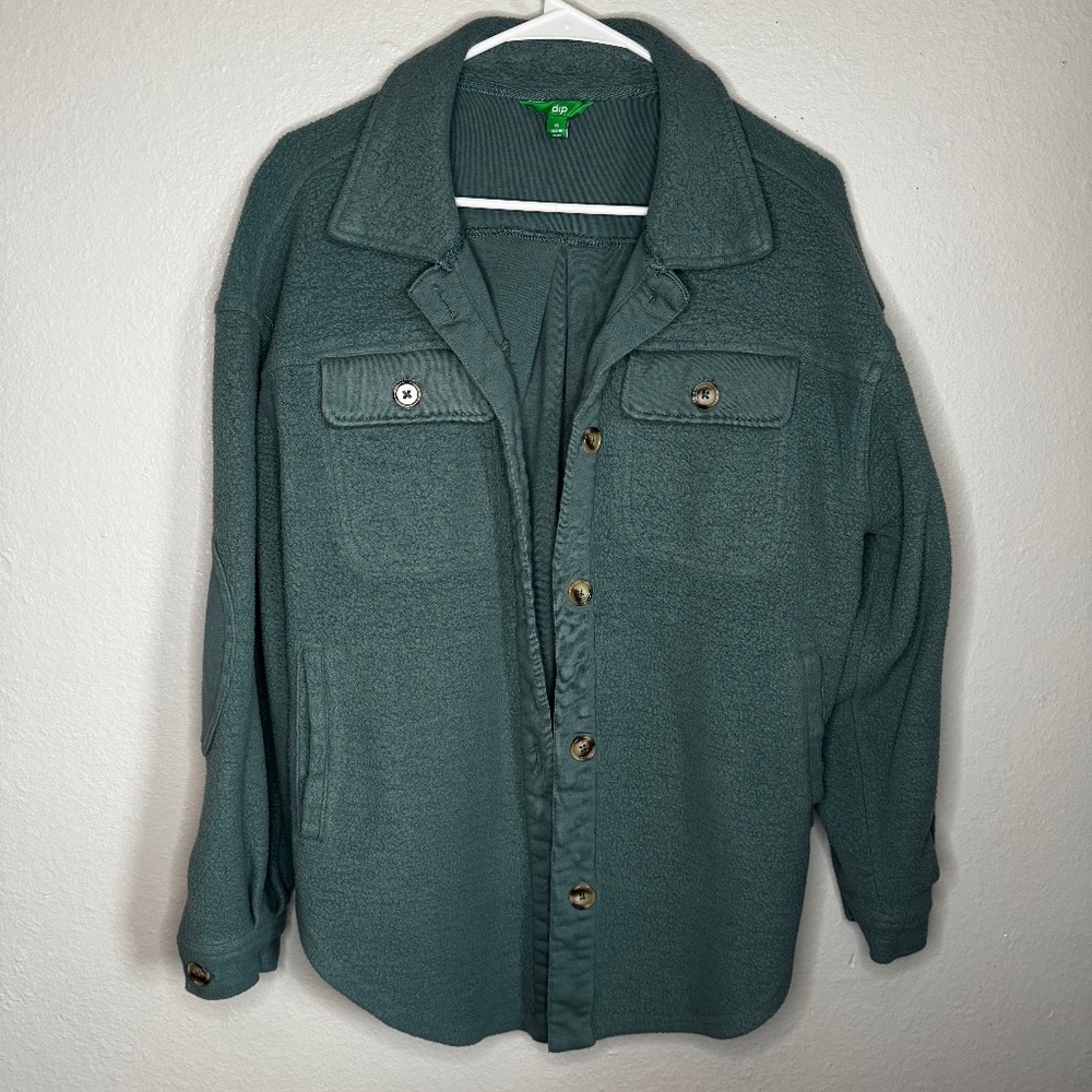 Dip Blue Green Shacket Button Down Jacket Size Small